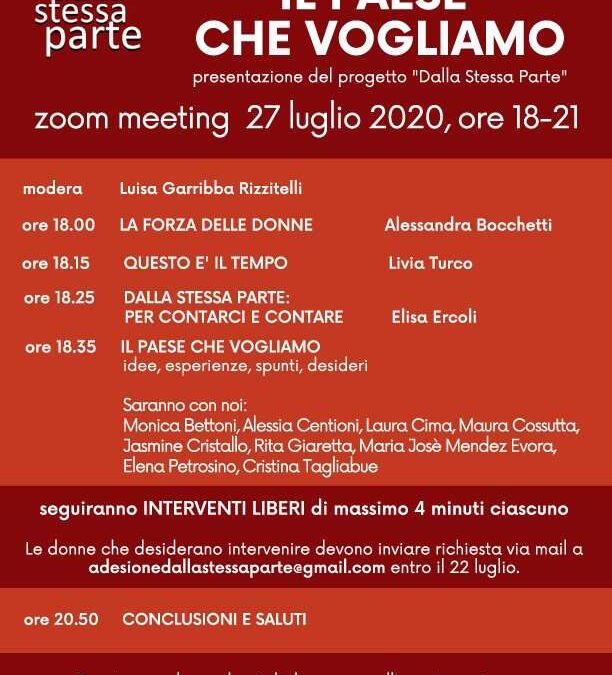 27 luglio: “Il Paese che vogliamo”