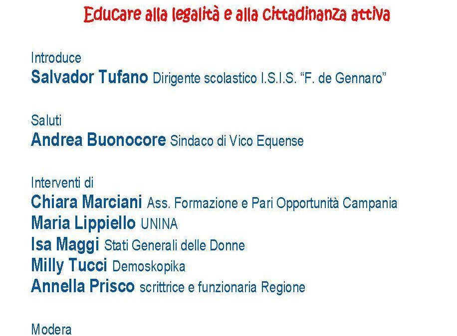 Vico Equense, 21 febbraio – Educare alla legalità e alla cittadinanza attiva