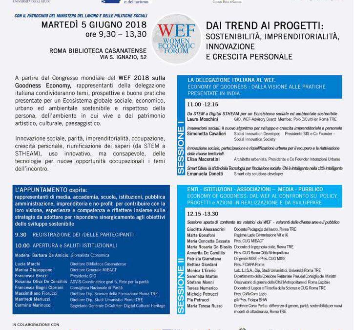 Convegno, 5 giugno – Women Economic dai trend ai progetti: sostenibilità, imprenditorialità, innovazione e crescita personale