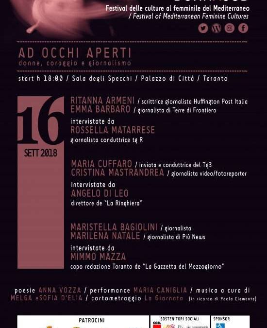 Taranto, 16 settembre –  FESTIVAL DELLE CULTURE AL FEMMINILE DEL MEDITERRANEO