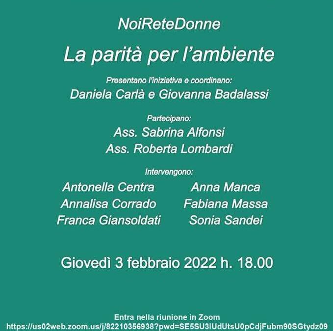 3 febbraio – Iniziativa: “La parità per l’ambiente”