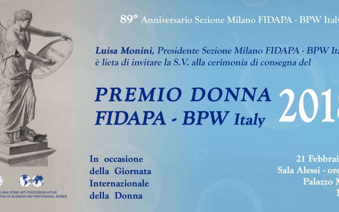 Milano, 21 febbraio – 7º Premio Donna FIDAPA BPW Italy 2018