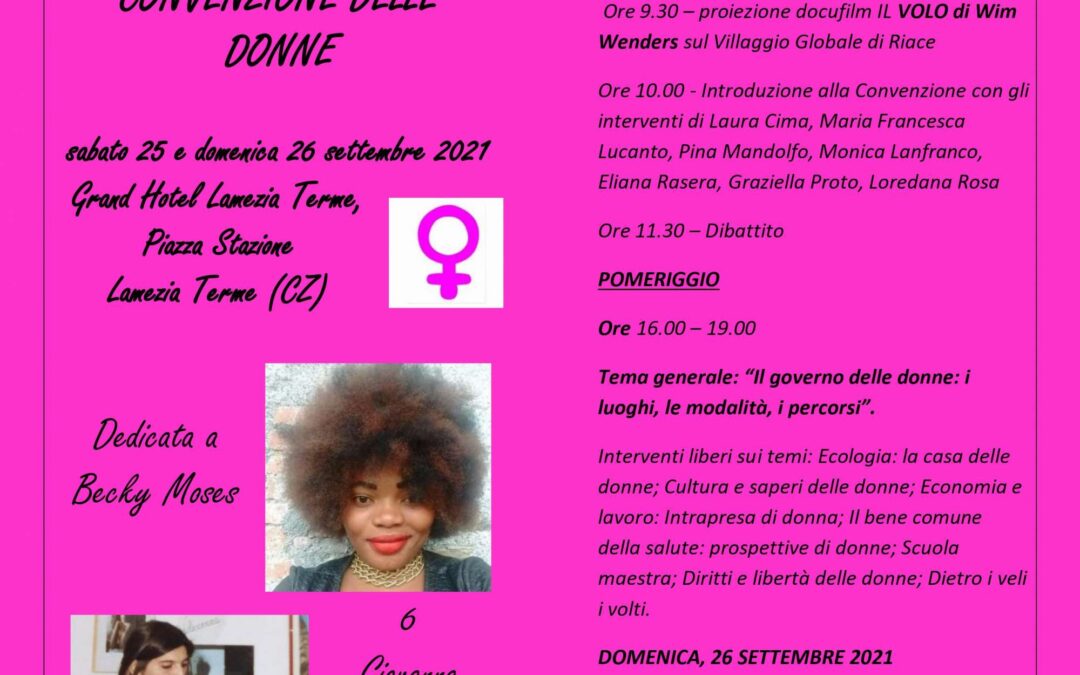 Lamezia Terme (CZ), 25 e 26 Settembre: #ILGOVERNODILEI CONVENZIONE DELLE DONNE ITALIANE