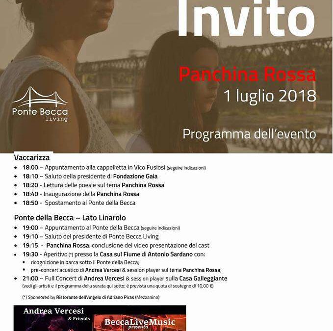 Vaccarizza (Pavia), 1ºluglio – Evento pubblico:#Panchinarossa / VIDEO