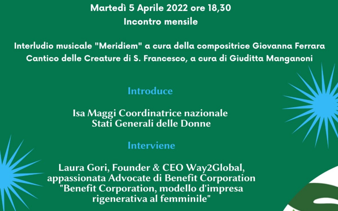 5 aprile, #statigeneralidonne on line: Economia delle donne. Circolo Laudato si
