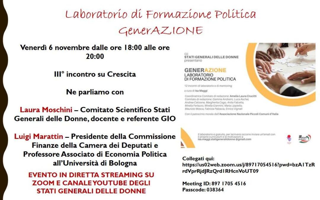 6 novembre – #statigeneralidonne on line: Laboratorio di Formazione politica