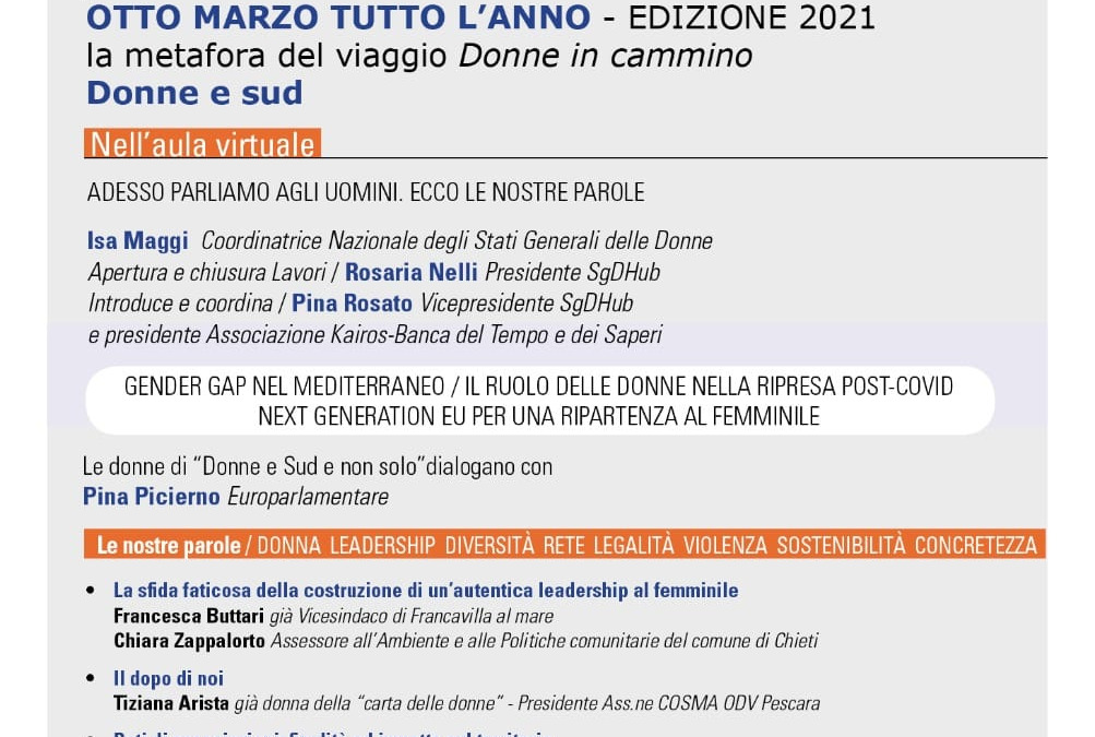14 narzo: LA METAFORA DEL VIAGGIO DONNE E SUD STATI GENERALI DONNE ABRUZZO