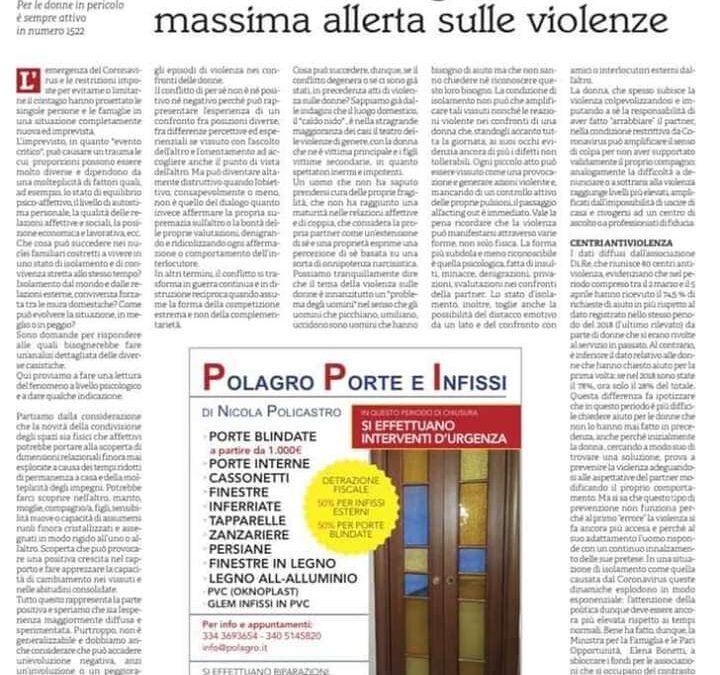 29 aprile,  #statigeneralidonne on line:  “Coronavirus,conflitti di coppia e violenza di genere”