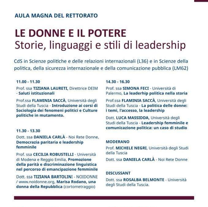 3 marzo: LE DONNE E IL POTERE