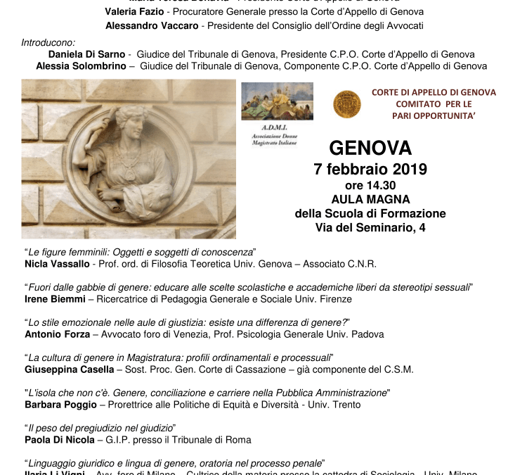 Genova, 7 febbraio – Convegno Professionalità e ottica di genere