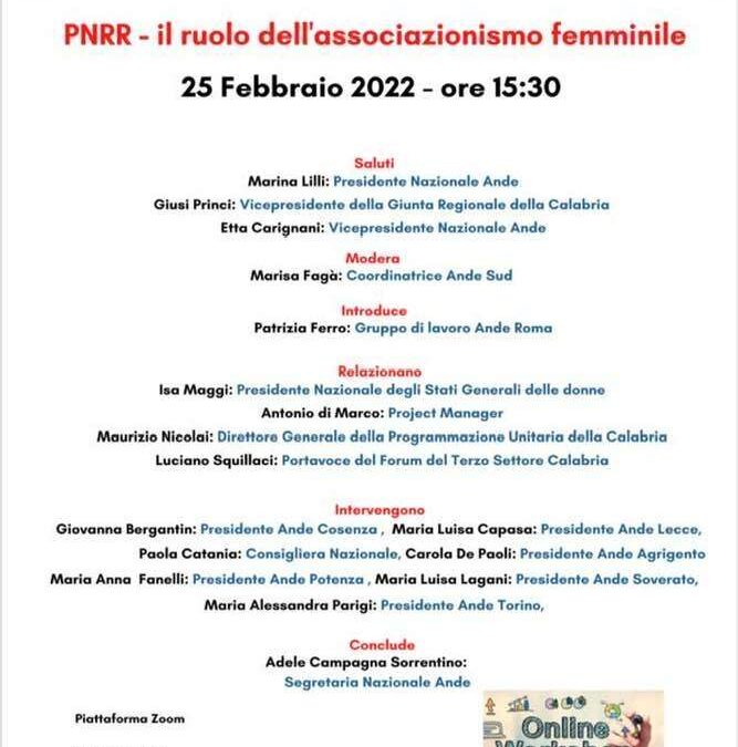 25 febbraio: ANDE Sud – Il PNRR , una opportunità per l’Italia