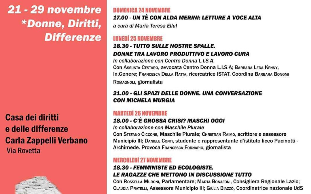 Roma, 21/29 novembre – Una Settimana del Genere Donne, diritti e differenze