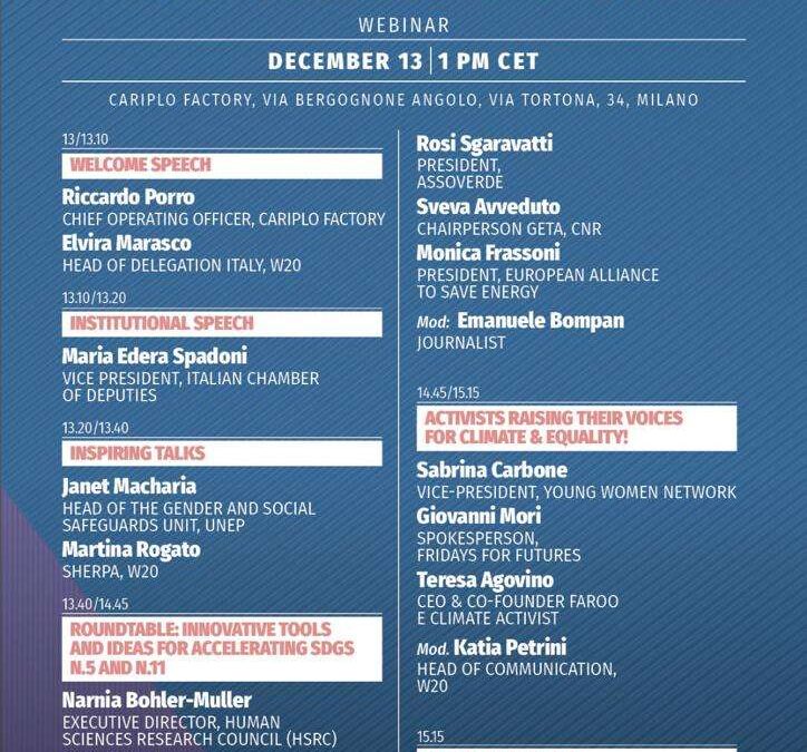 13 dicembre – Environmental Sustainability Challenges From a Gender Perspective