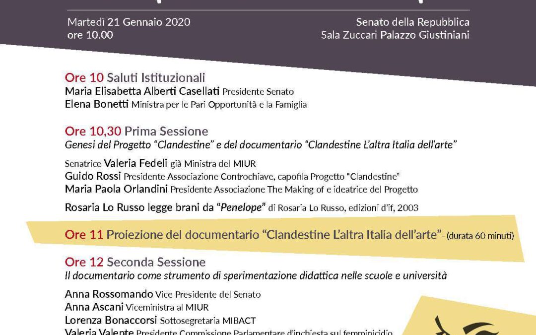 Roma, 21 gennaio – Anteprima documentario “L'altra Italia dell'arte”