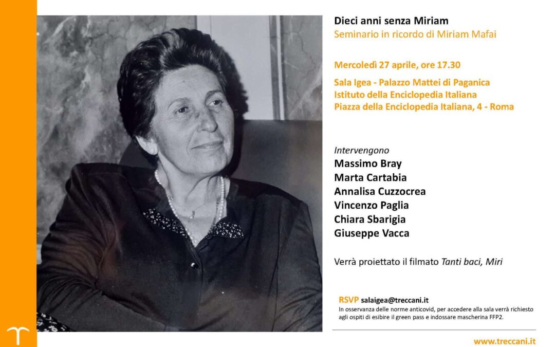 27 aprile – 'DIECI ANNI SENZA MIRIAM'