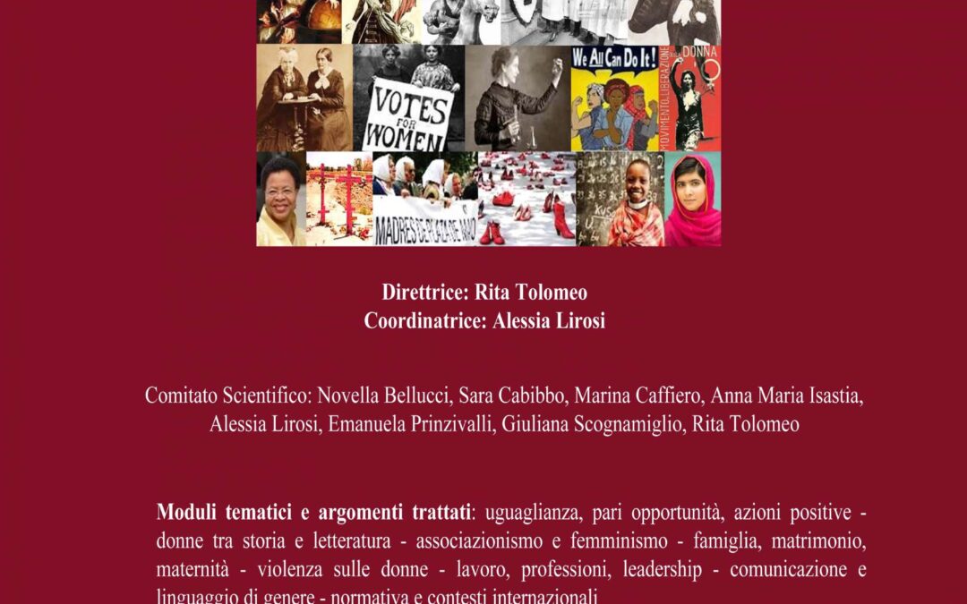 1º Corso di Alta Formazione in DONNE DIRITTI CULTURE. PERCORSI NEL TEMPO E NELLO SPAZIO