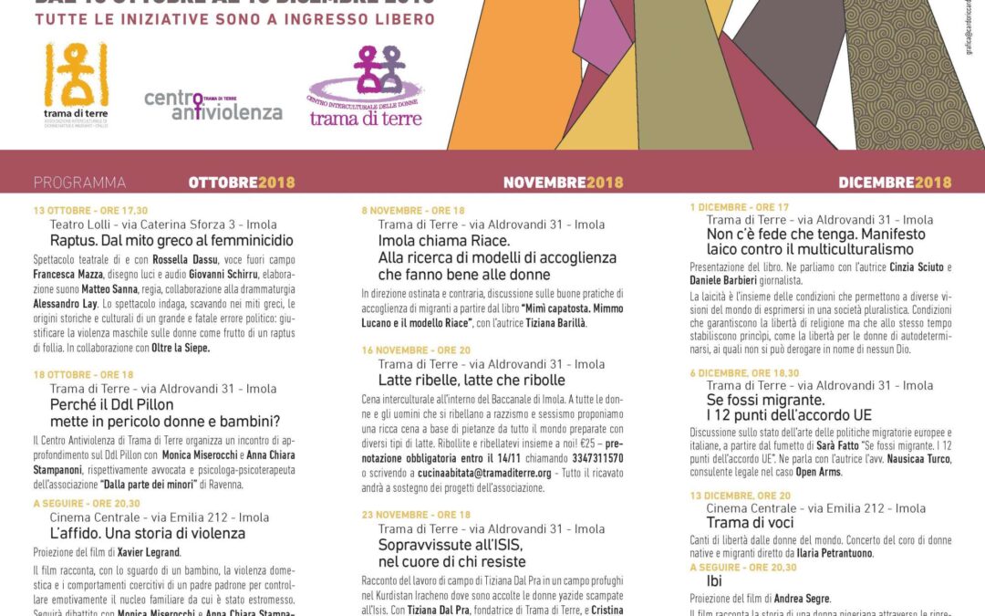 “Trame ribelli. Rassegna di incontri per liberarci dal razzismo e dalla violenza maschile sulle donne”