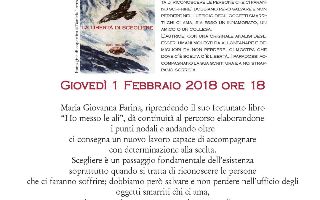 1 Febbraio 2018 – L'ultimo libro della filosofa Maria Giovanna Farina