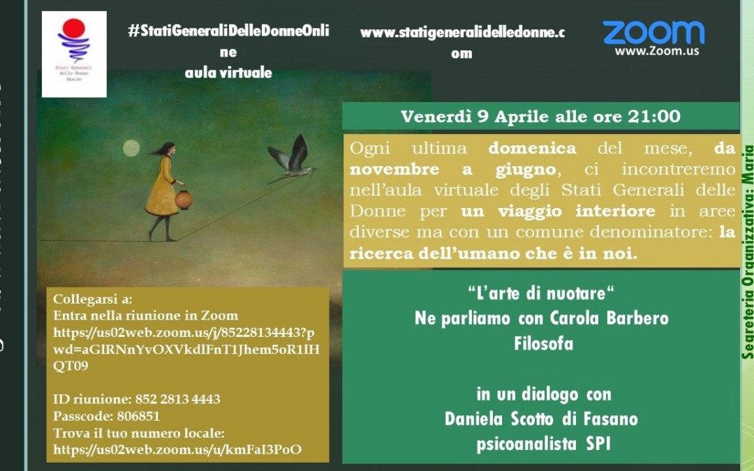 9 aprile, #statigeneralidonne on line: L'arte di nuotare