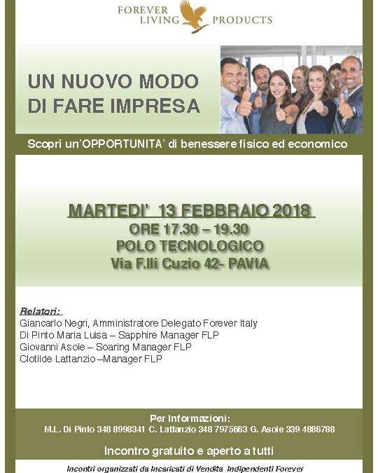 Pavia, 13 febbraio – Un nuovo modo di fare impresa