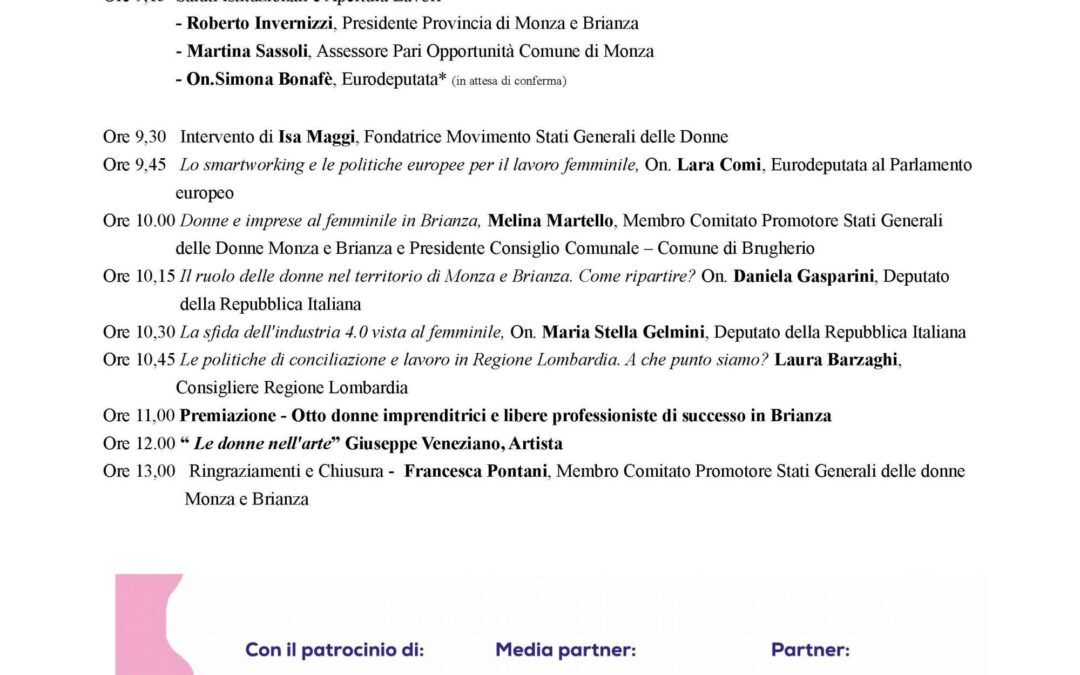 Monza, 18 Novembre – CONVEGNO IL LAVORO DELLE DONNE IN BRIANZA. SI RIPARTE!