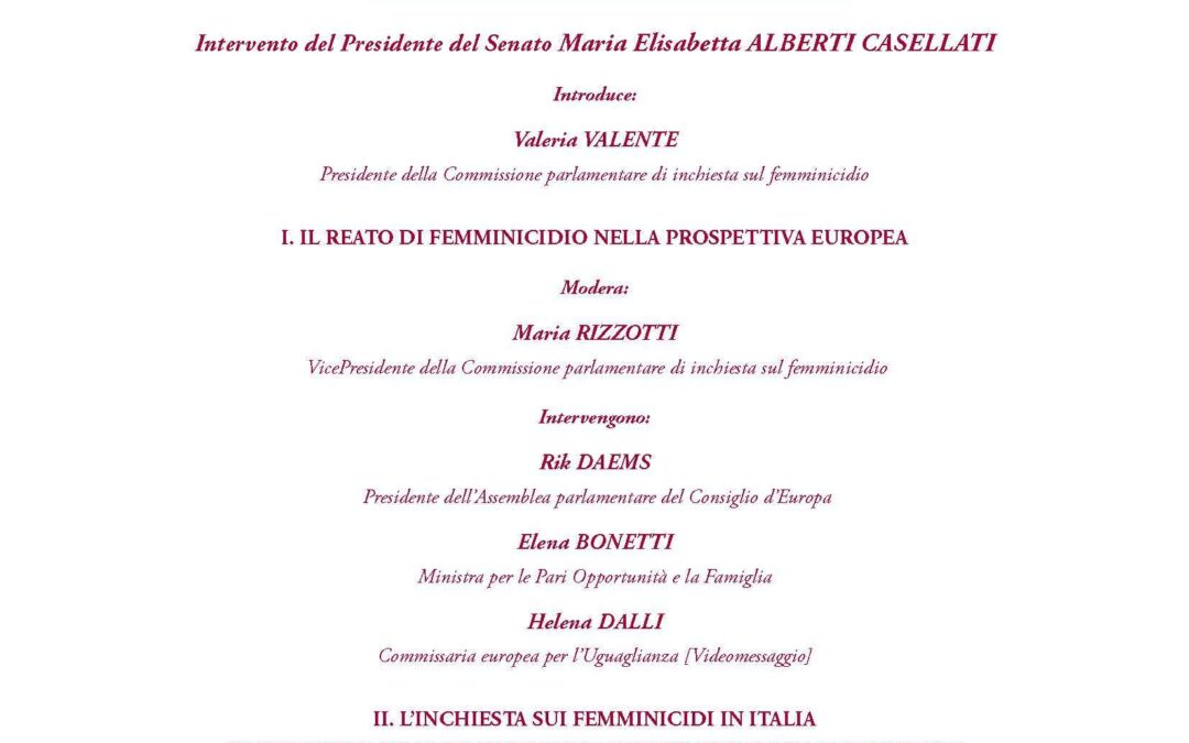 24 novembre, Senato: DONNE UCCISE DAGLI UOMINI: I NUMERI DI UNA STRAGE DOVE SBAGLIAMO?