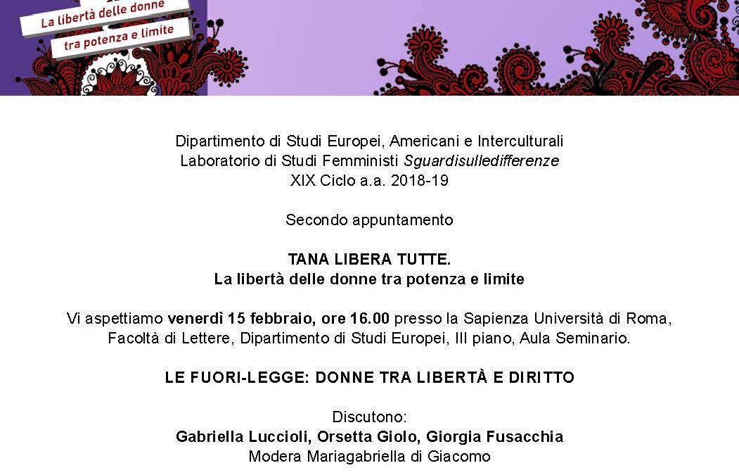 Roma, 15 febbraio – Laboratorio di studi femministi Sguardisulledifferenze