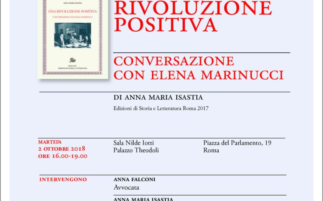 Roma, 2 ottobre – Presentazione del libro “Una rivoluzione positiva”