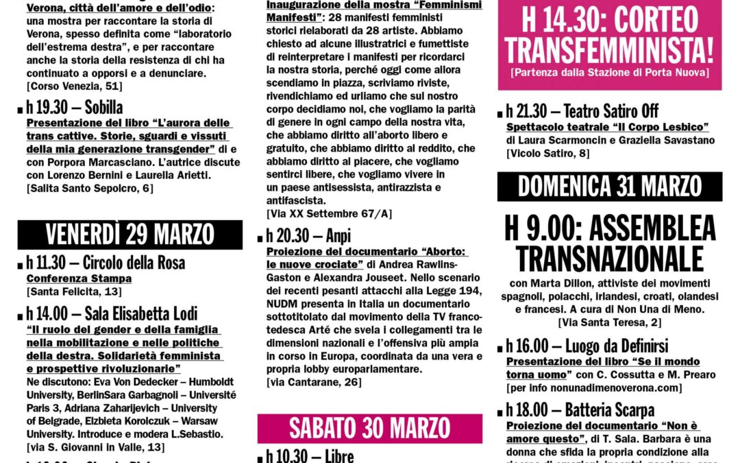 Non Una Di Meno a Verona contro il Congresso mondiale delle famiglie