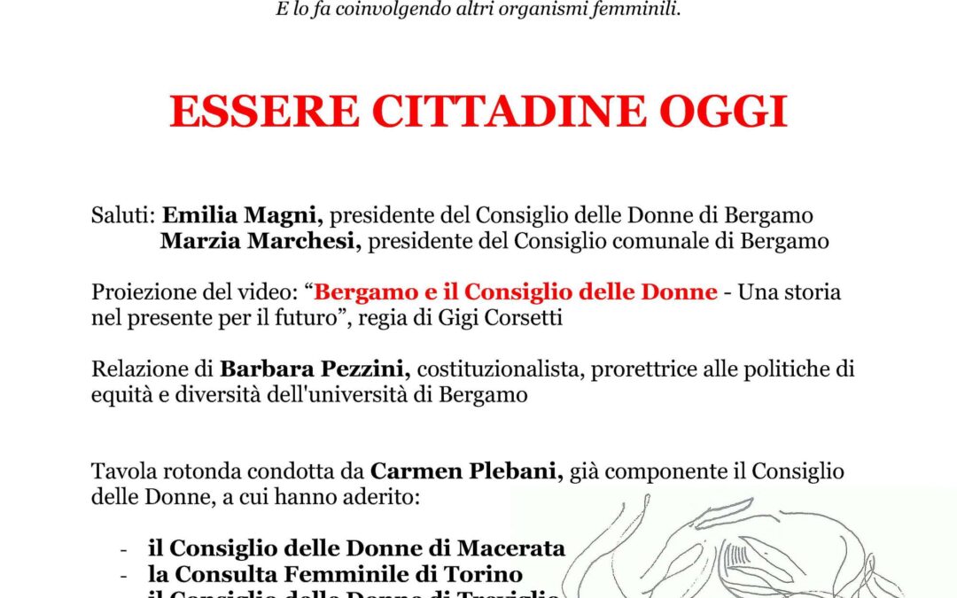 Bergamo, 22 ottobre – Incontro “ESSERE CITTADINE OGGI”