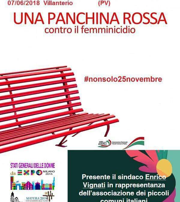 Dal 2 al 7 giugno – UNA PANCHINA ROSSA contro il femminicidio