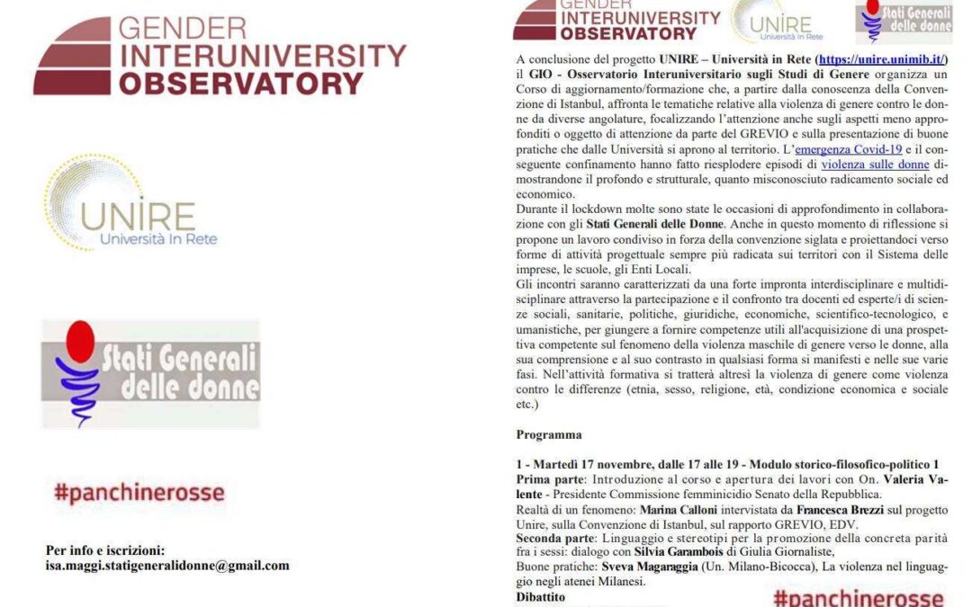 17-novembre/15-dicembre on-line: VIOLENZA-DI-GENERE:-Corso multidisciplinare di formazione e aggiornamento