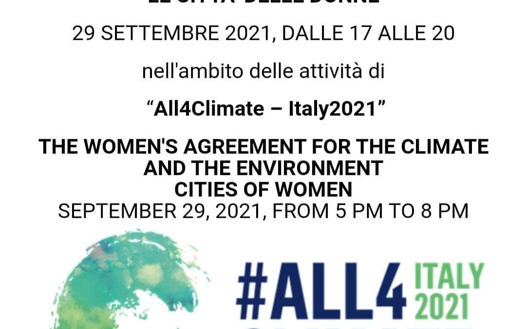 29 settembre – IL PATTO DELLE DONNE PER IL CLIMA E L'AMBIENTE LE CITTA' DELLE DONNE