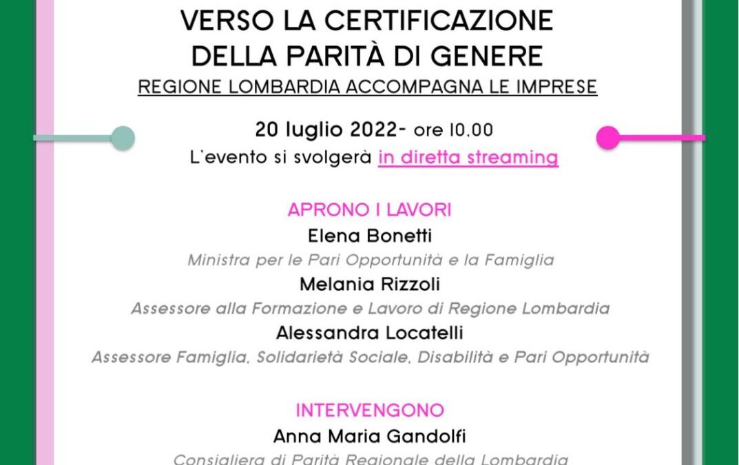 VERSO LA CERTIFICAZIONE DELLA PARITÀ DI GENERE