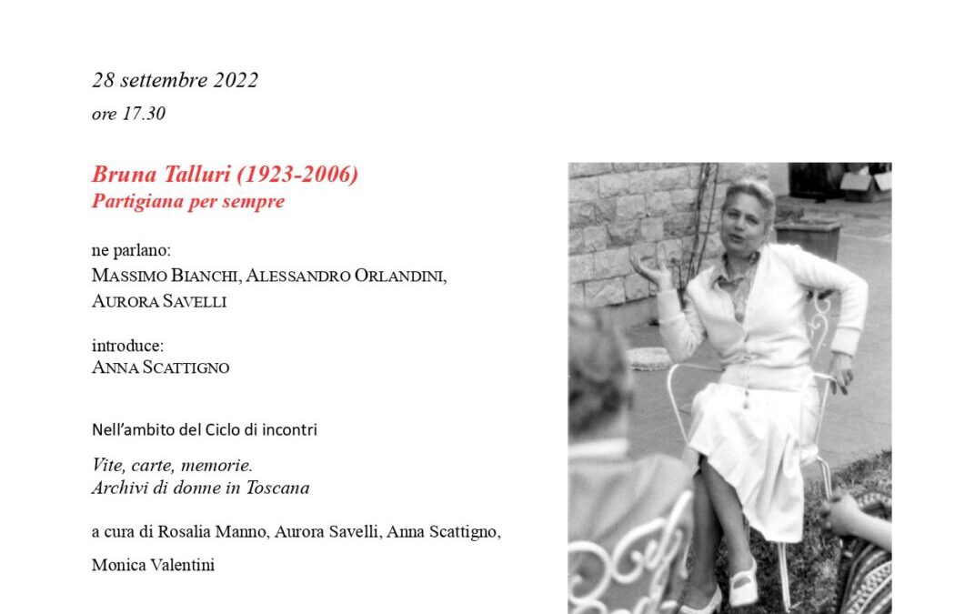28 settembre: Bruna Talluri (1923-2006). Partigiana per sempre