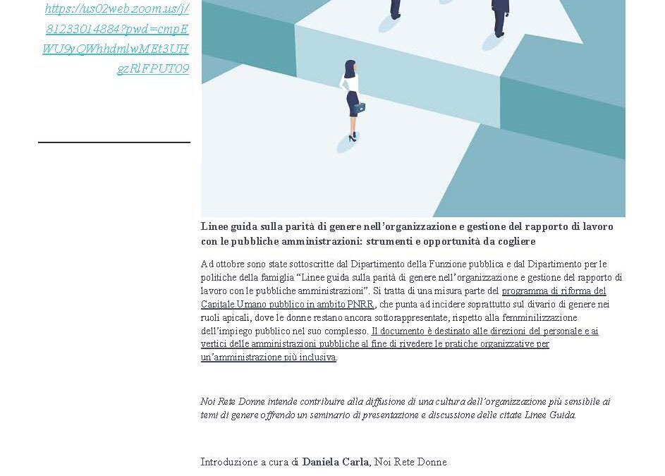 12 dicembre – Nuove linee guida sulla parità di genere nella PA