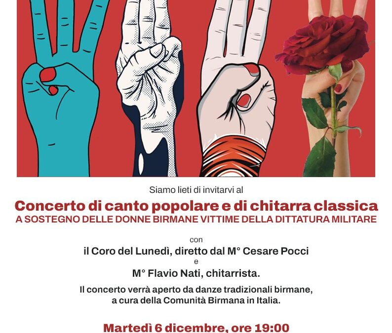 6 dicembre – Concerto a sostegno delle donne birmane vittime della dittatura militare