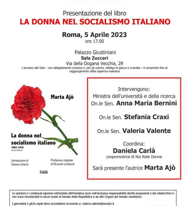 5 aprile, Roma – Rileggere la storia: “La donna nel socialismo italiano”