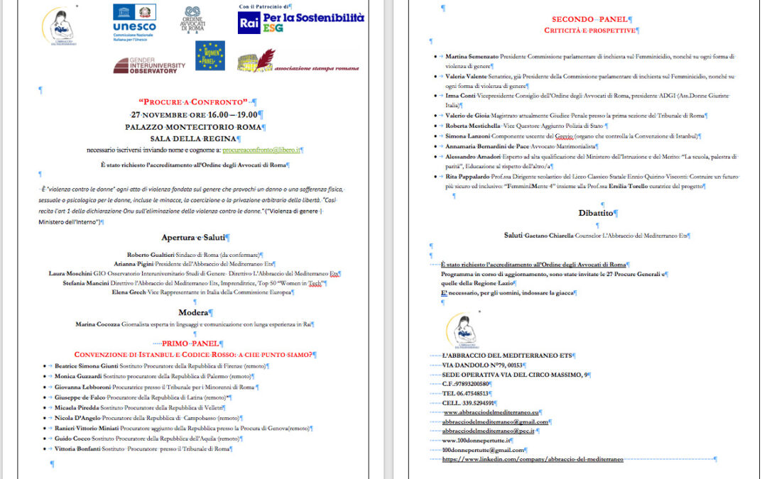 GIO_Gender Interuniversity Observatory – Convegno Procure a confronto