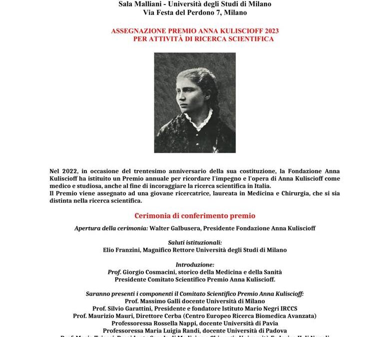 Premio ANNA KULISCIOFF 2023