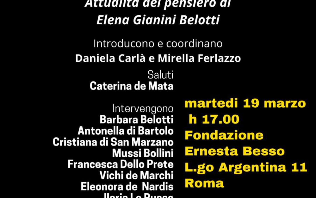 19 marzo, Roma: Cerimonia di annullo filatelico dedicato a Elena Gianini Belotti