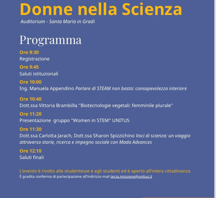 12 febbraio a Viterbo: Evento “Donne nella scienza”