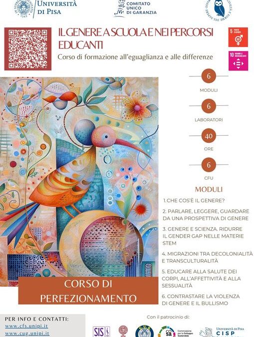 Civiltà e Forme del Sapere – Università di Pisa:  Corso di perfezionamento “Il genere a scuola e nei percorsi educanti”