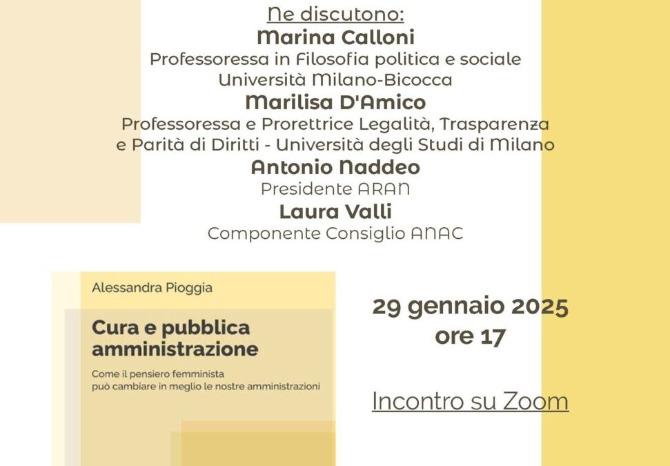 Incontro on line: CURA  E  PUBBLICA AMMINISTRAZIONE