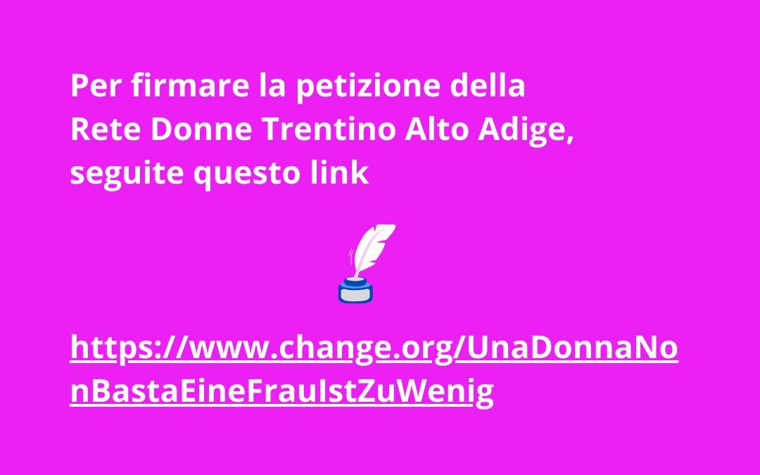 APPELLO per le donne nella Giunta Regionale del Trentino Alto Adige